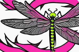 Dragonfly with wings made out of pink cancer ribbons tattoo idea