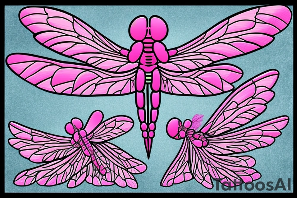 Dragonfly with wings made out of pink breast cancer ribbons tattoo idea