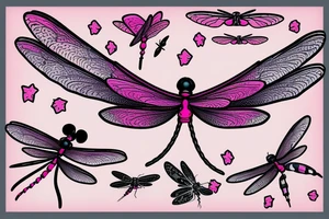 Dragonfly with wings made out of pink breast cancer ribbons tattoo idea
