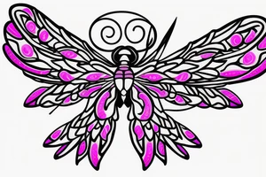 Dragonfly with wings made out of pink breast cancer ribbons tattoo idea