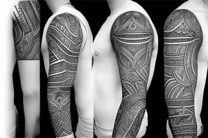 bold indonesian pattern inspired tattoo with clear contrast between darks and whites reminiscent of william kentridge art tattoo idea