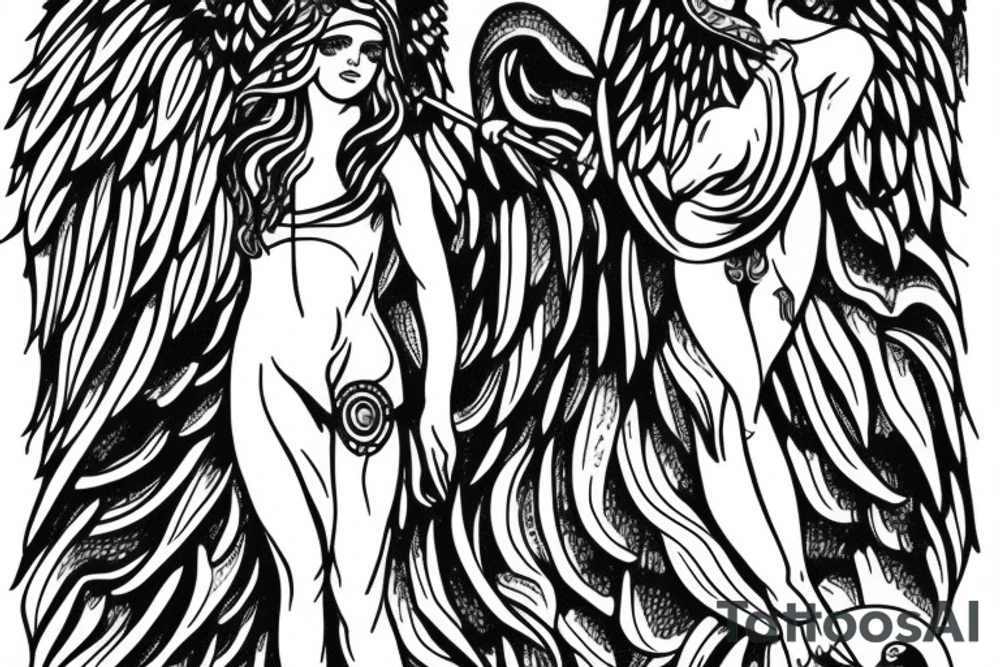 Angel with spear tattoo idea