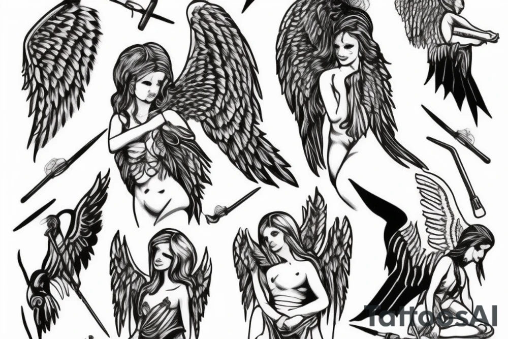 Angel with spear tattoo idea