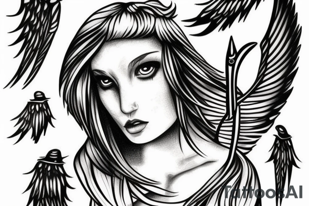 Angel with spear tattoo idea