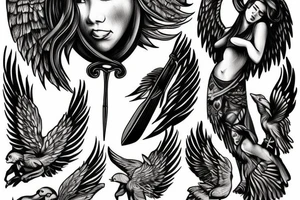 Angel with spear tattoo idea