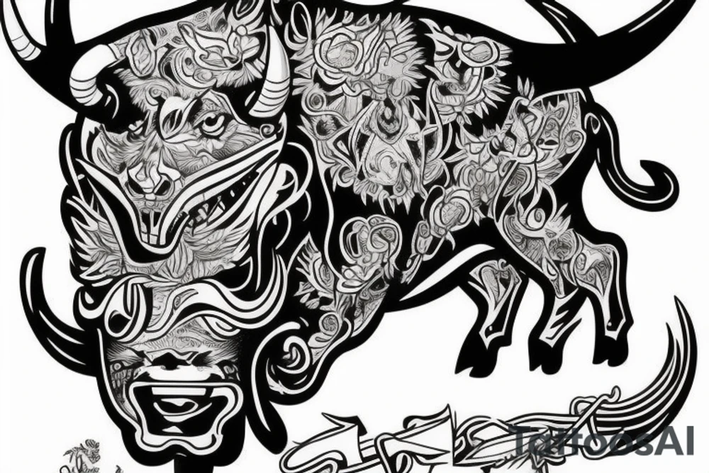 Angry bull tattoo idea