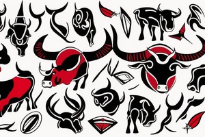 Red and black bull tattoo idea