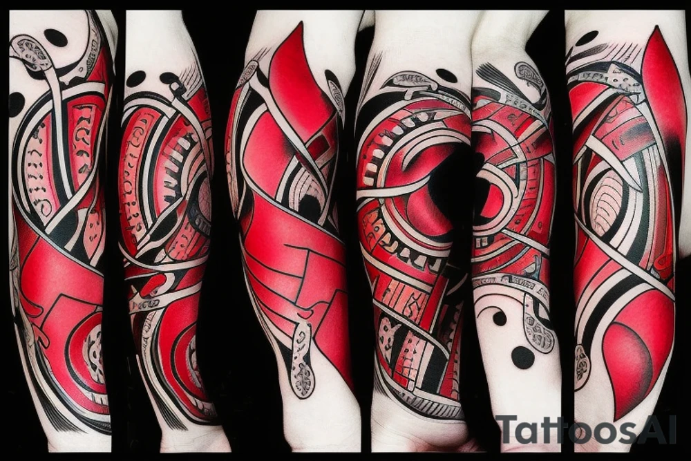 Red and black bull tattoo idea