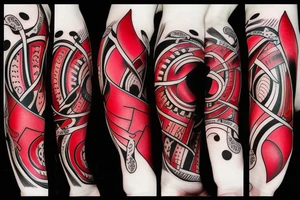 Red and black bull tattoo idea