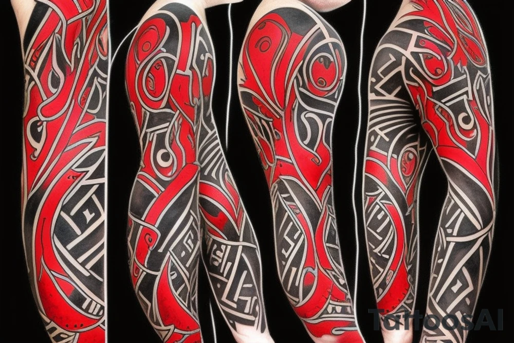 Red and black bull tattoo idea
