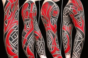 Red and black bull tattoo idea