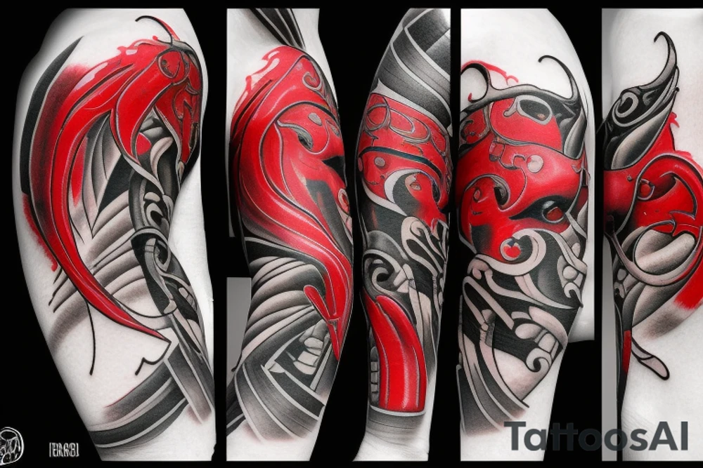 Red and black bull tattoo idea