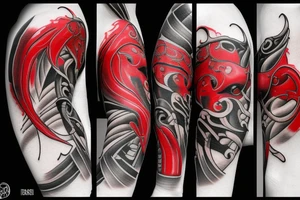 Red and black bull tattoo idea
