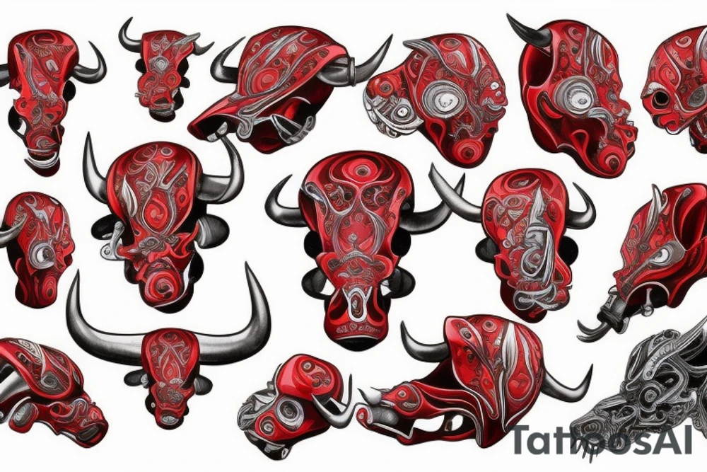 bull red tattoo idea