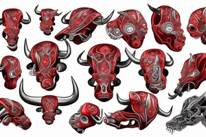 bull red tattoo idea