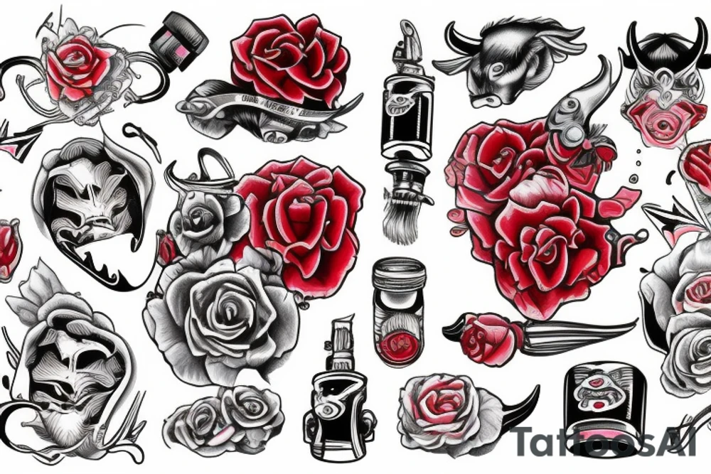 bull red tattoo idea