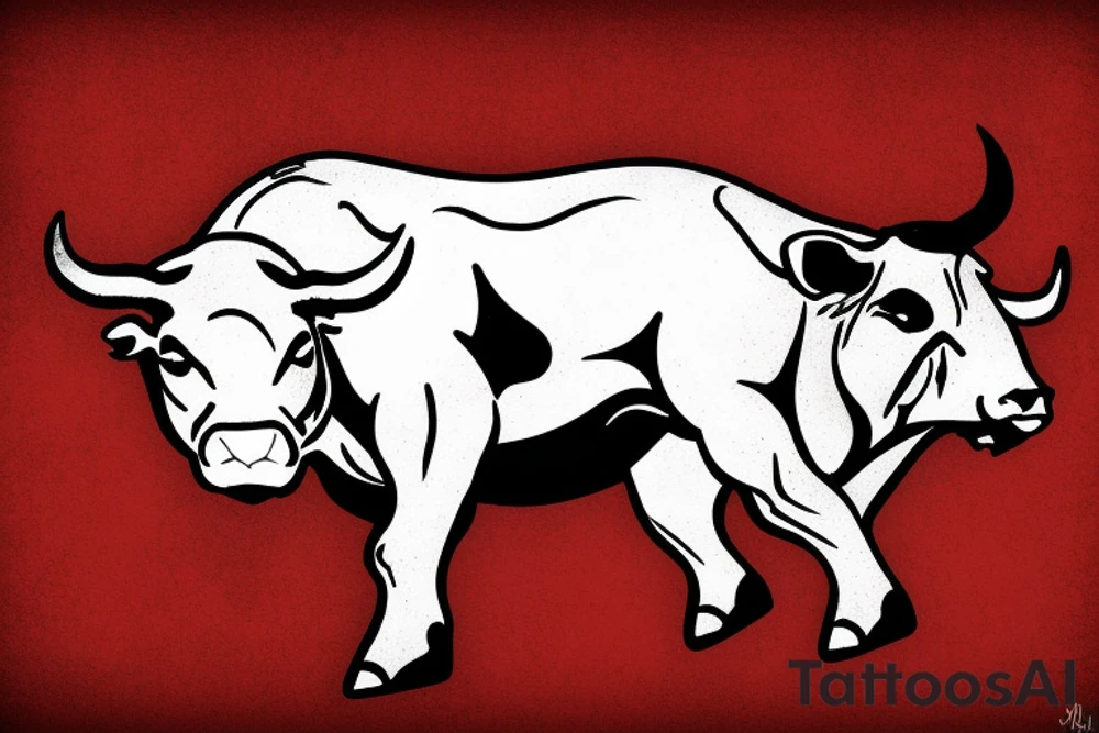 Charging bull red black tattoo idea