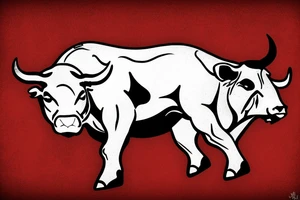 Charging bull red black tattoo idea