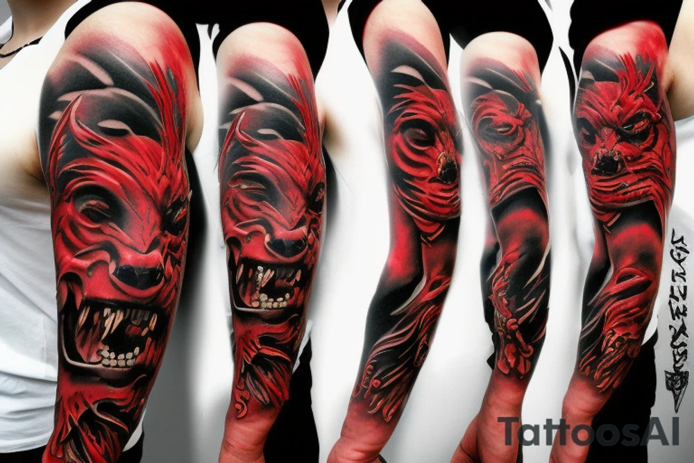 Charging bull red black tattoo idea