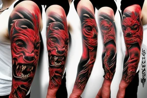 Charging bull red black tattoo idea