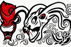 Angry bull head in black red tattoo idea