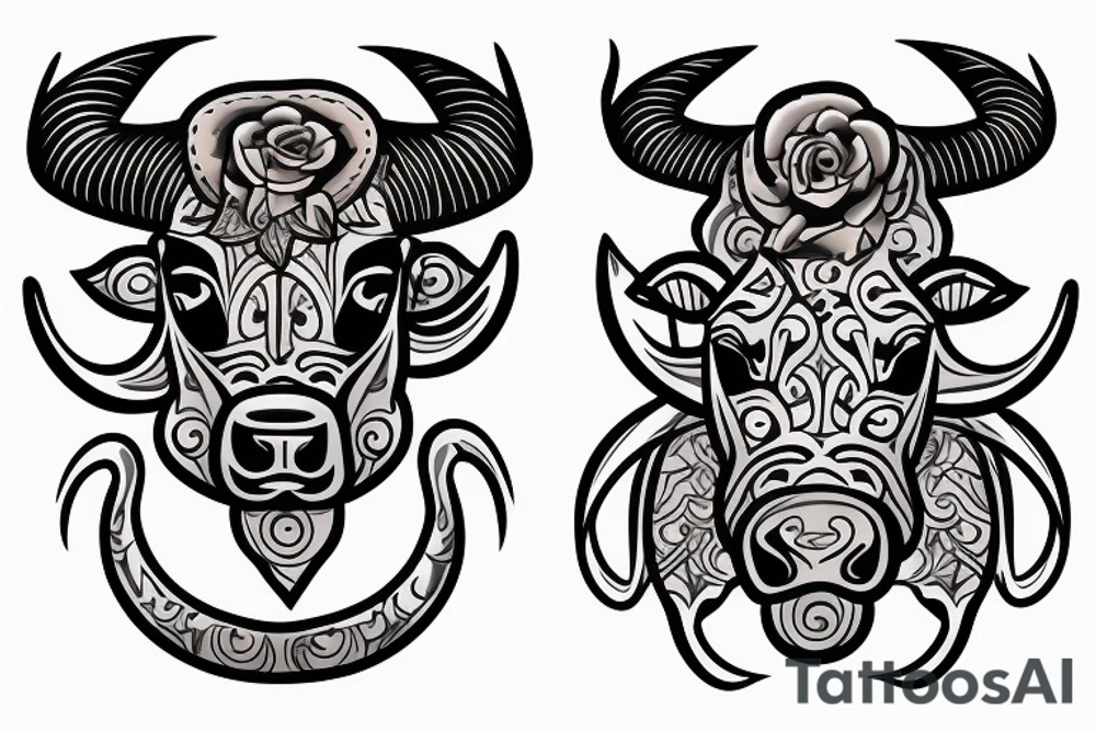 Aggressive bull tattoo idea