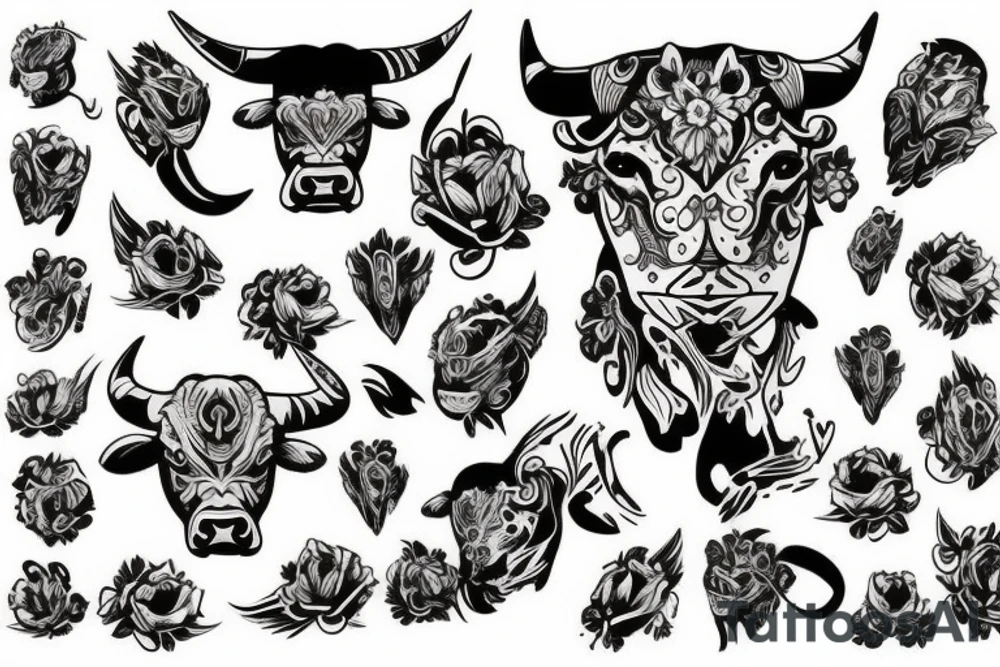 Aggressive bull tattoo idea