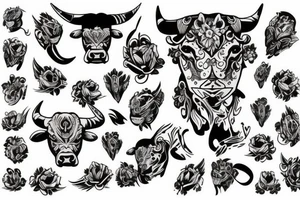 Aggressive bull tattoo idea