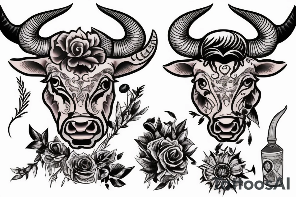 Aggressive bull tattoo idea