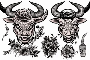 Aggressive bull tattoo idea