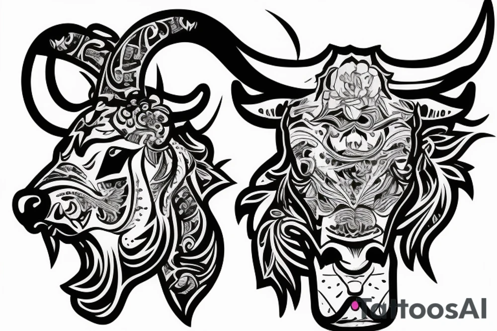 Aggressive bull tattoo idea