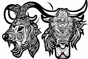 Aggressive bull tattoo idea