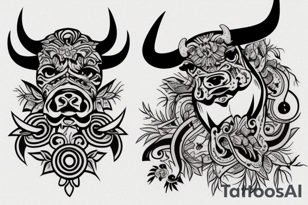 Aggressive bull tattoo idea