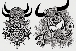Aggressive bull tattoo idea