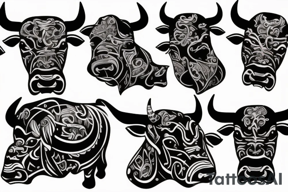 Aggressive bull tattoo idea