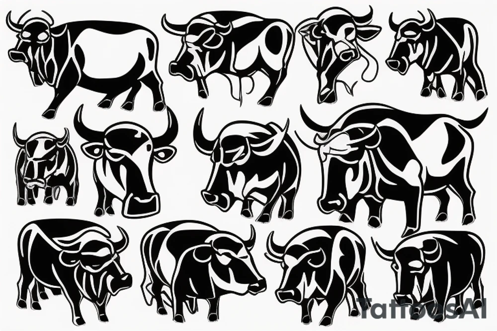Aggressive bull tattoo idea