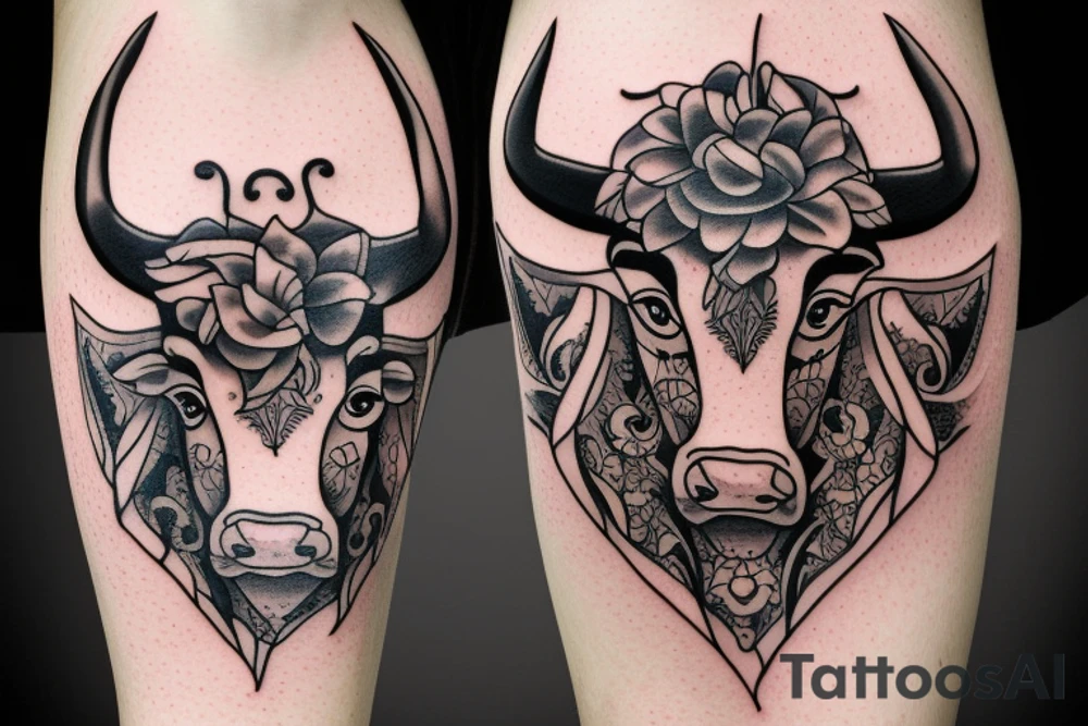 Aggressive bull tattoo idea