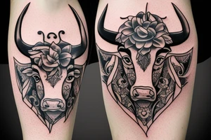 Aggressive bull tattoo idea