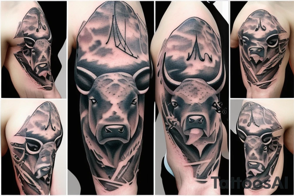 Aggressive bull tattoo idea