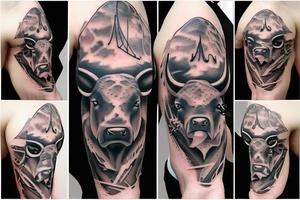 Aggressive bull tattoo idea