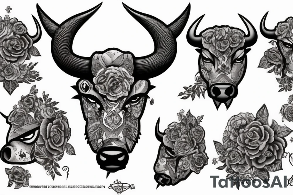 Aggressive bull tattoo idea
