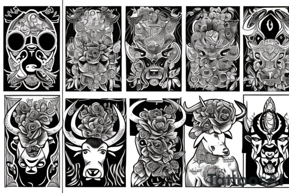 Aggressive bull tattoo idea