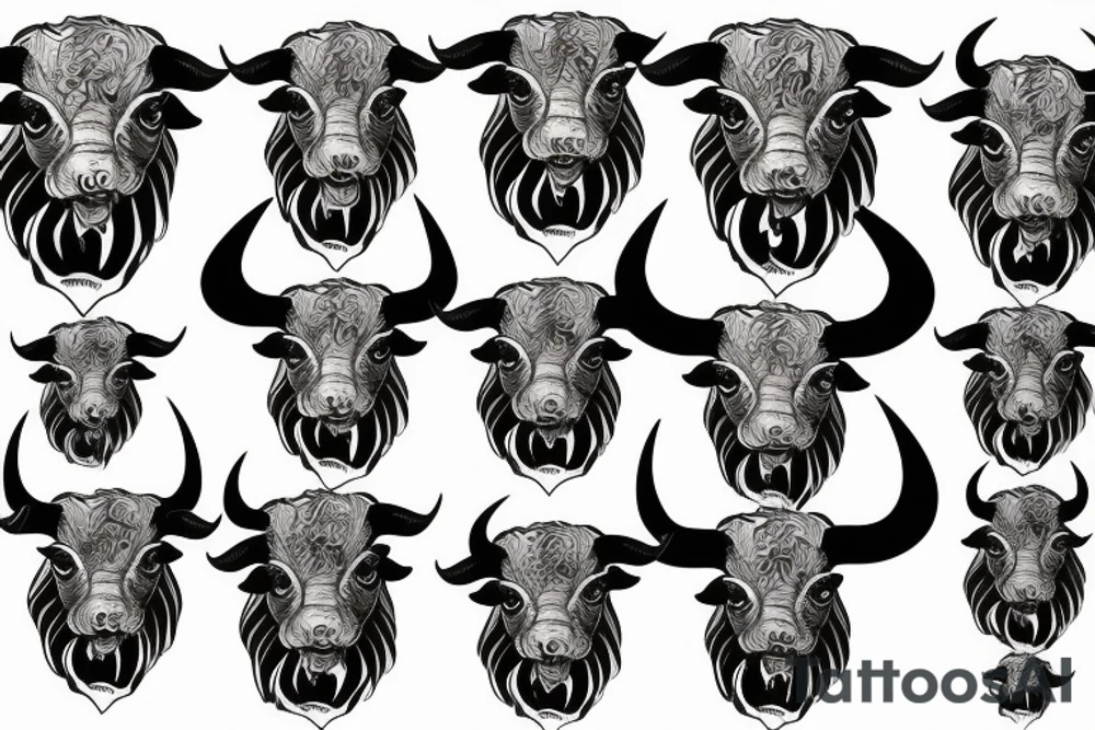 Aggressive bull sharp tattoo idea
