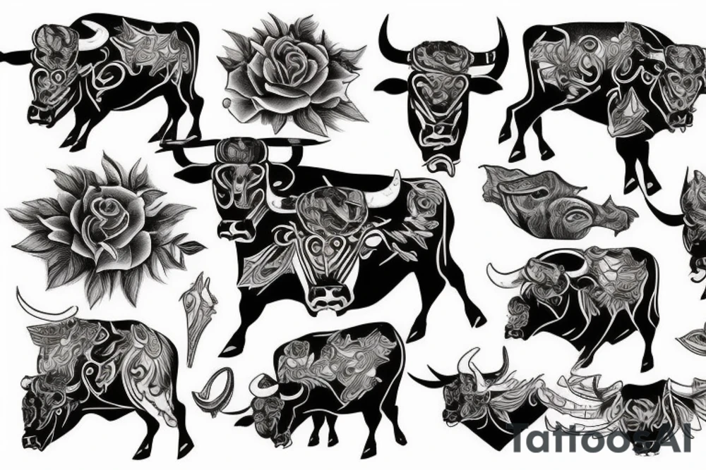 Aggressive bull tattoo idea