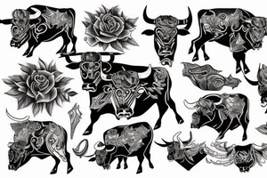 Aggressive bull tattoo idea