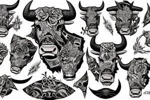 Aggressive bull tattoo idea