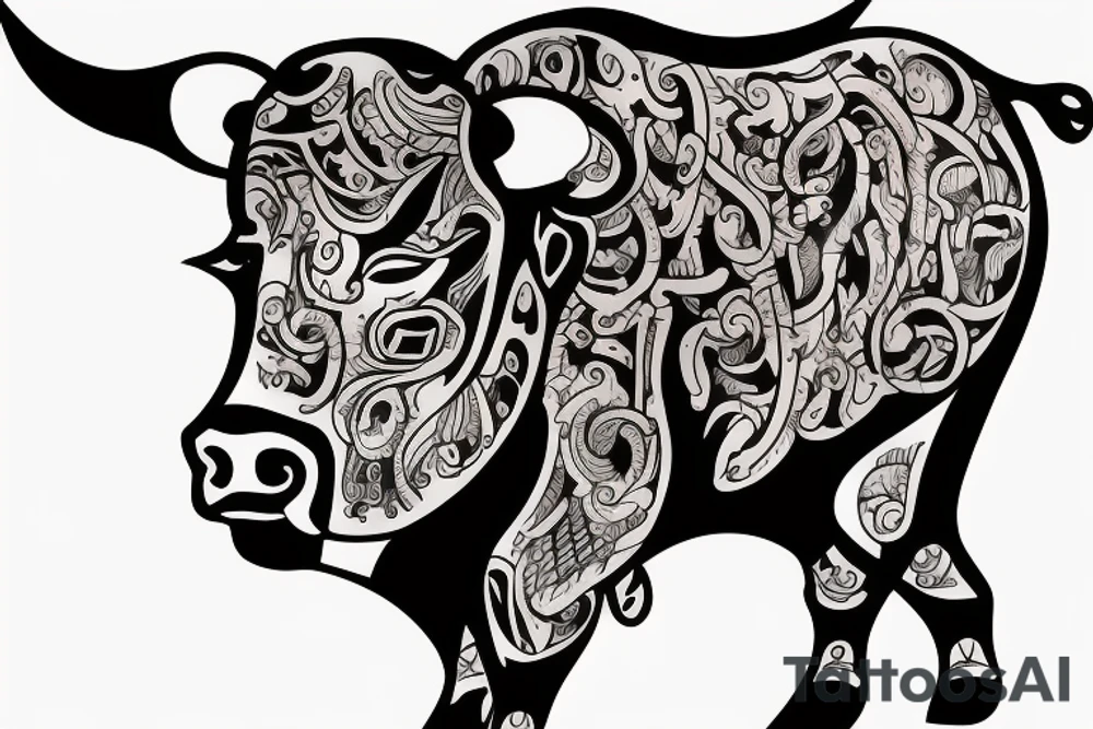 Aggressive bull tattoo idea