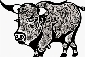 Aggressive bull tattoo idea