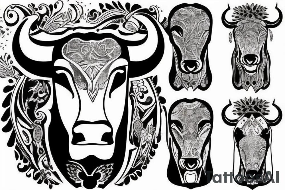 Aggressive bull tattoo idea
