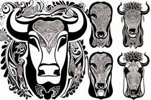 Aggressive bull tattoo idea